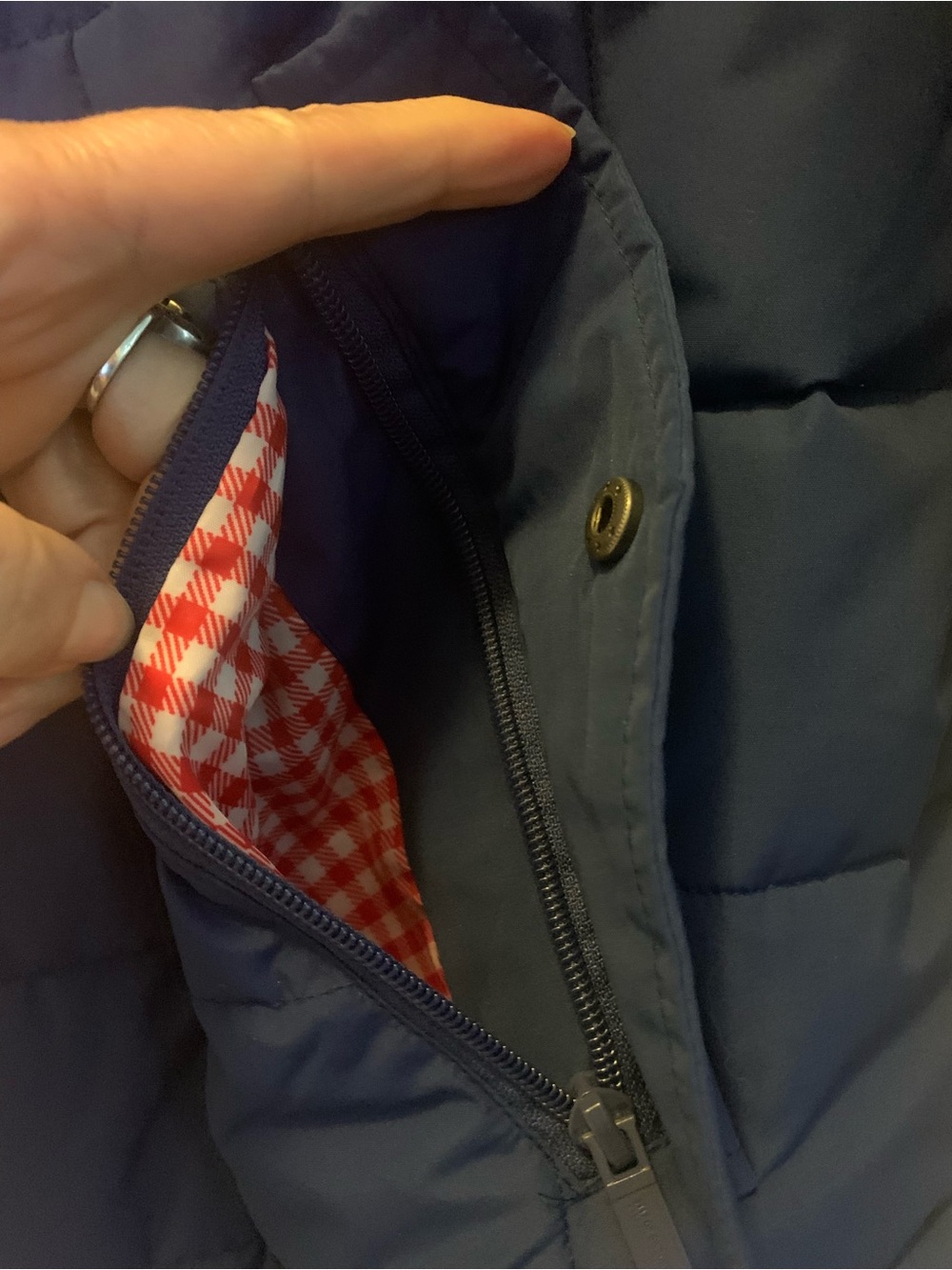2117 of Sweden Snow Parka/Jacket Hood Blue w/Red Gingham Winter Women Size M/L - Picture 6 of 16